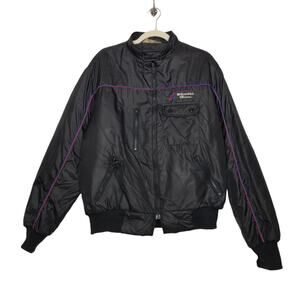 Vintage BF Goodrich Racing Bomber Jacket Stripe black 90s Race Car Coat